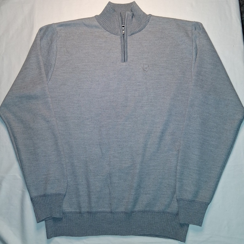 Real Essentials Mens Medium Gray Quarter Zip Pullover Sweater‎ Casual